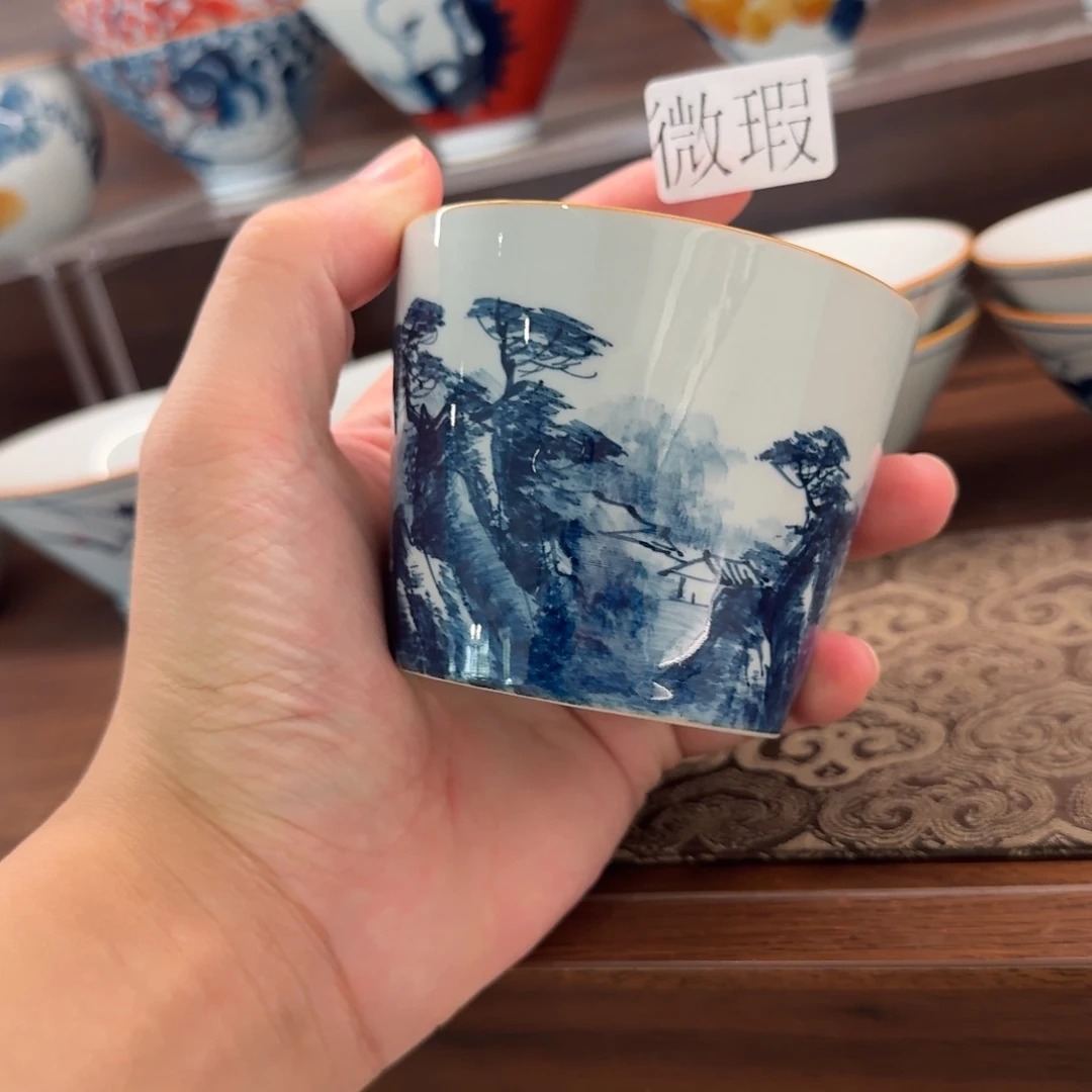 釉下手绘茶具微瑕