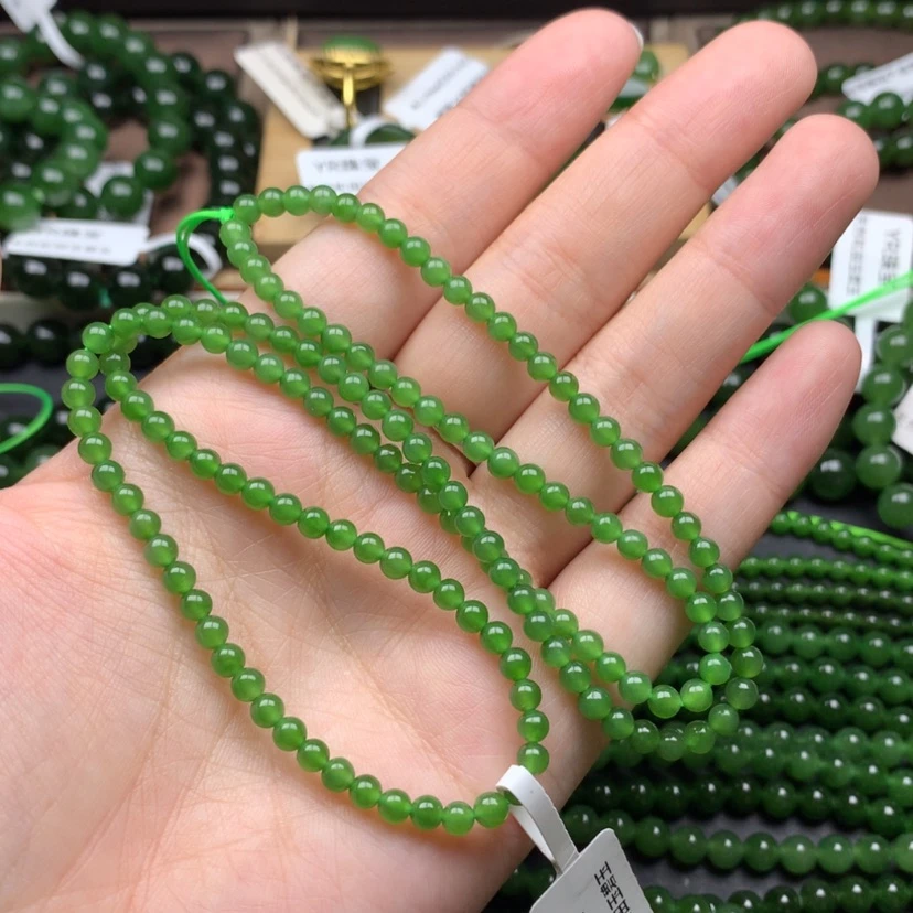 【闪购商品】颈饰未镶嵌和田玉（碧玉）4m无黑阳绿