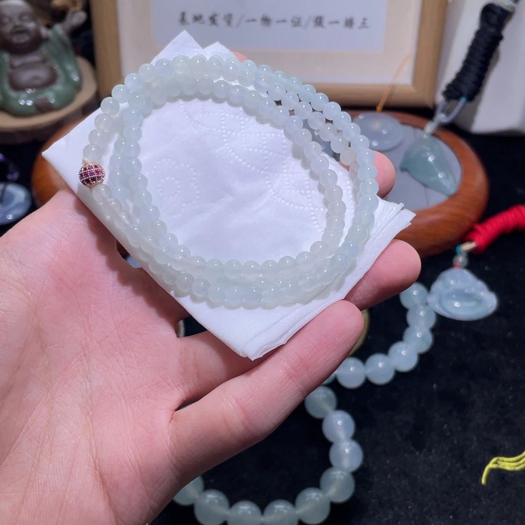 翡翠未镶嵌颈饰长串