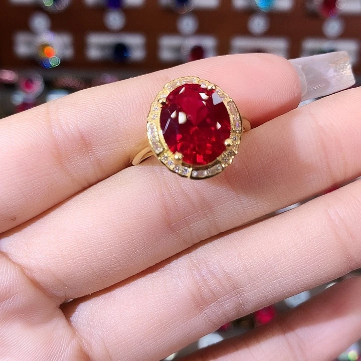 925银鸽血红戒指金