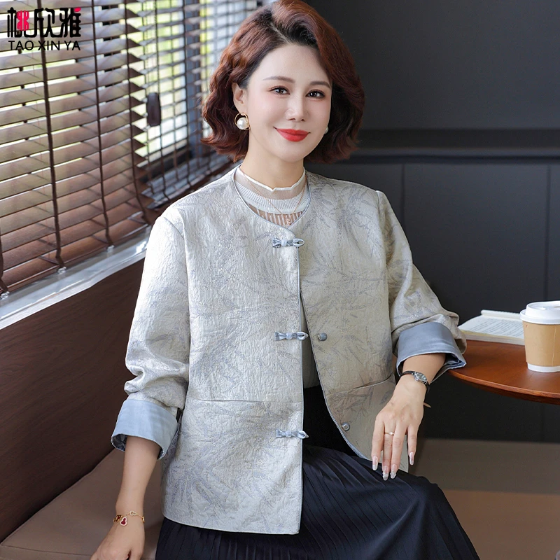 新中式妈妈秋装外套2025新款中老年人女春秋季国风夹克上衣小个子