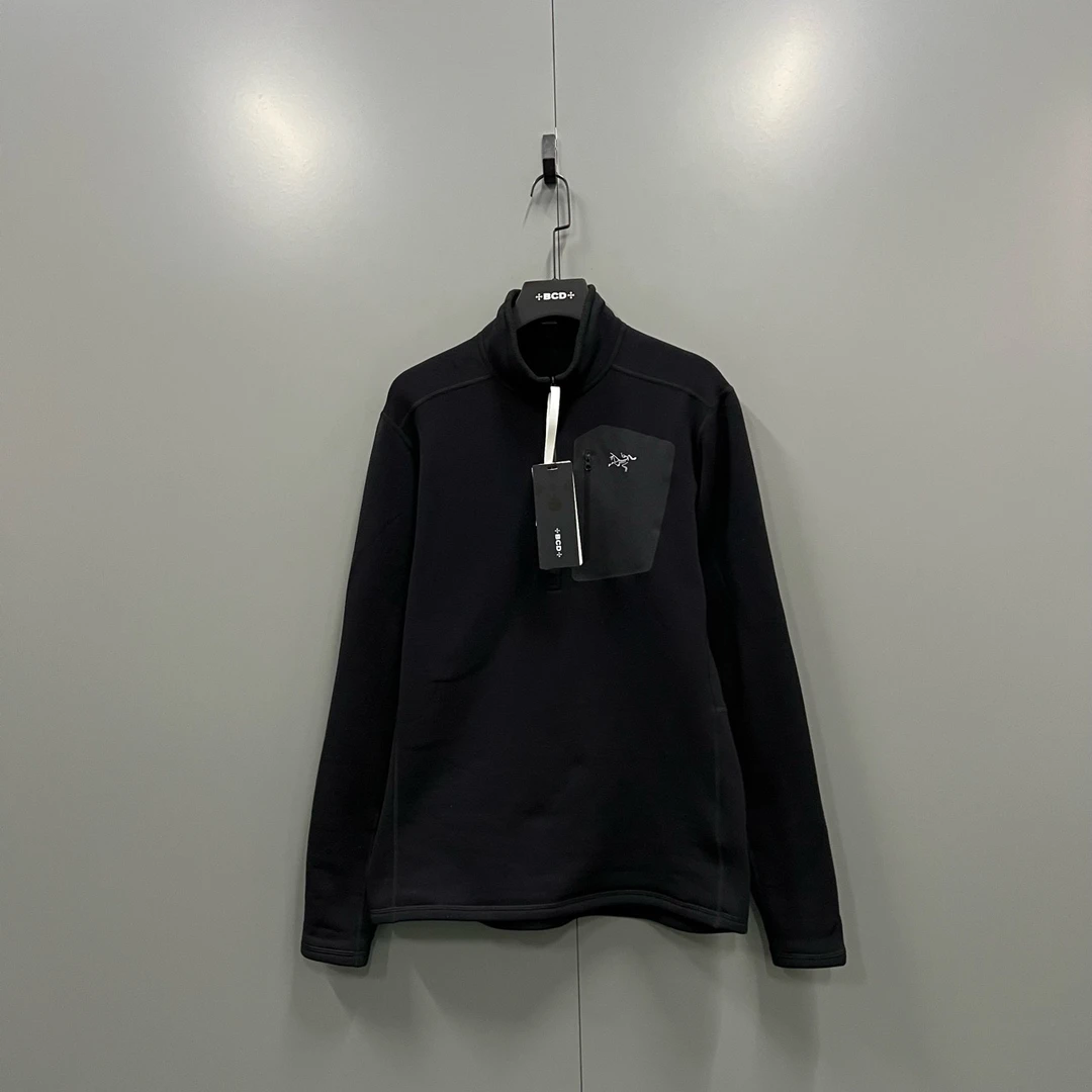 95新 ARC'TERYX/始祖鸟 （jp）216 黑色印花logo半拉链长袖卫衣 L码