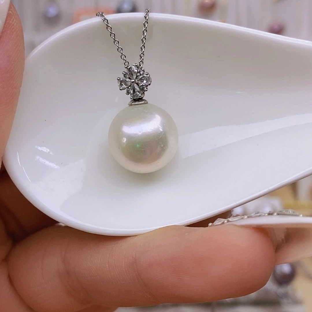 淡水珍珠银S925镶嵌吊坠(赠链)13➕