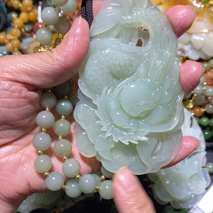 岫玉岫玉吊坠未镶嵌瑞****曲
