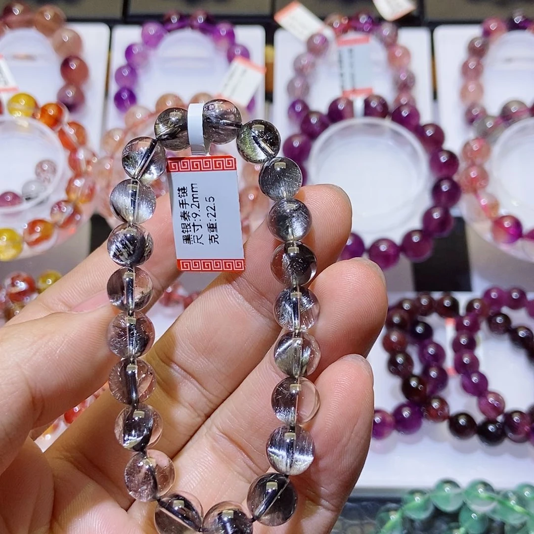 未镶嵌手链水晶黑银钛