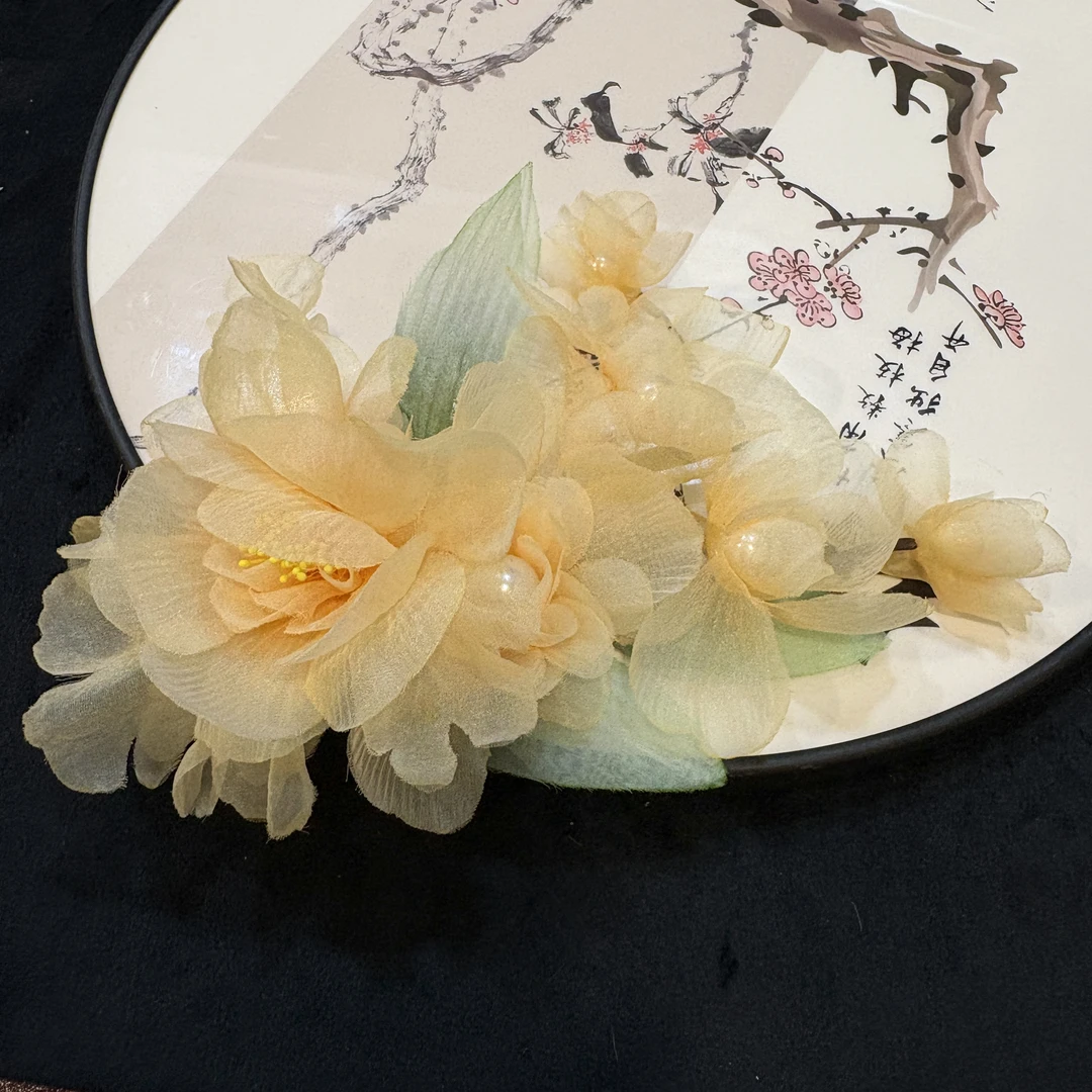 【云鬓花颜阁烫花发夹】蜜雾花影爆款新中式汉服纯手工古风发饰B179