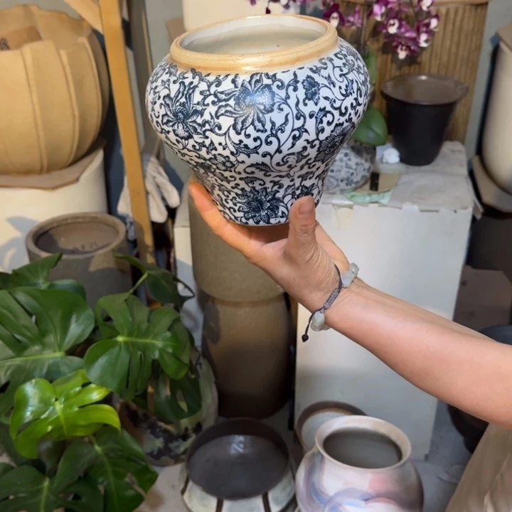 一***花景德镇桌面陶瓷花盆