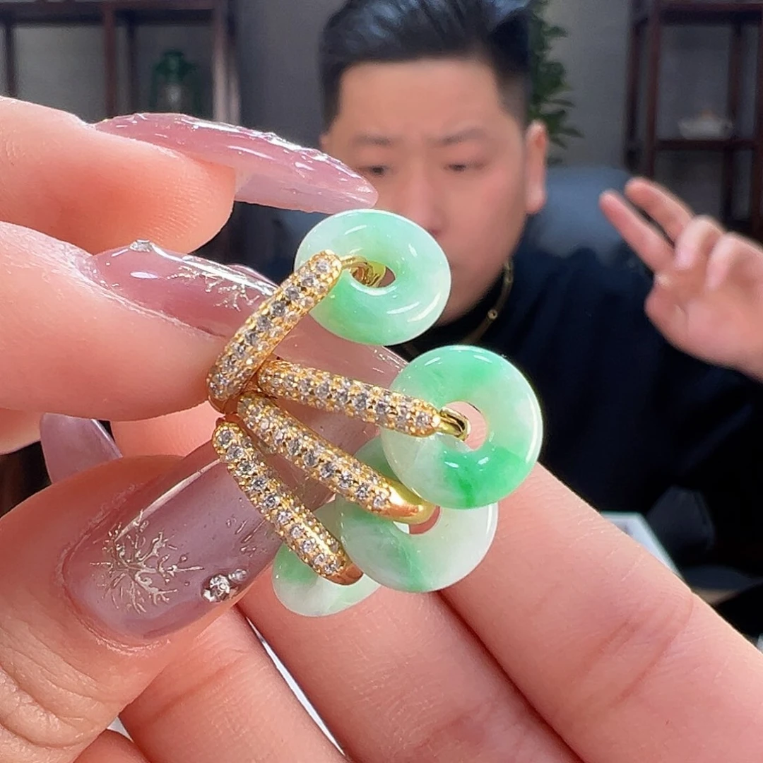 翡翠耳饰银S925镶嵌多样性发货一幅