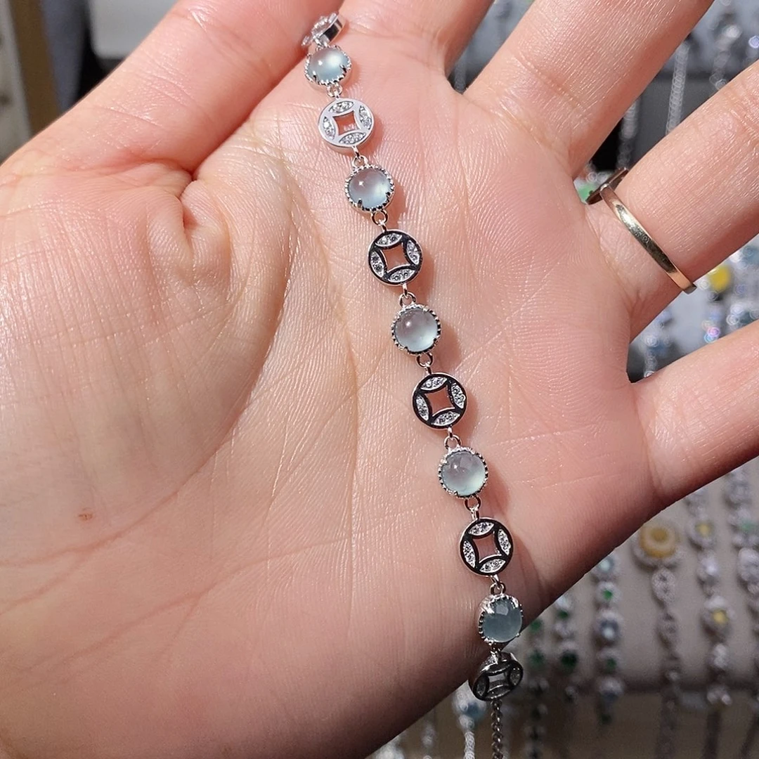 翡翠银S925镶嵌手链