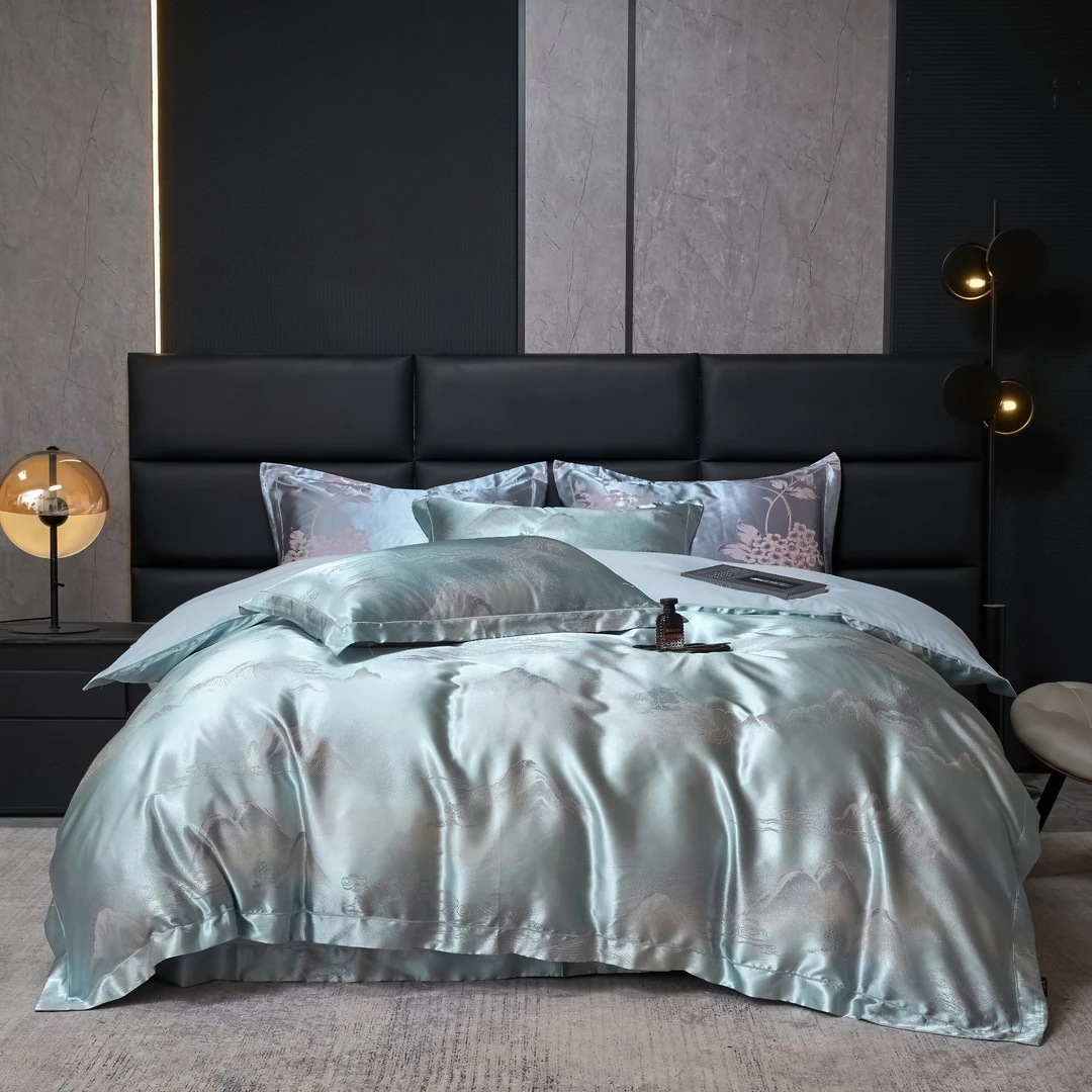 青山画镜-轻奢提花床上四件套春夏秋冬不滑床