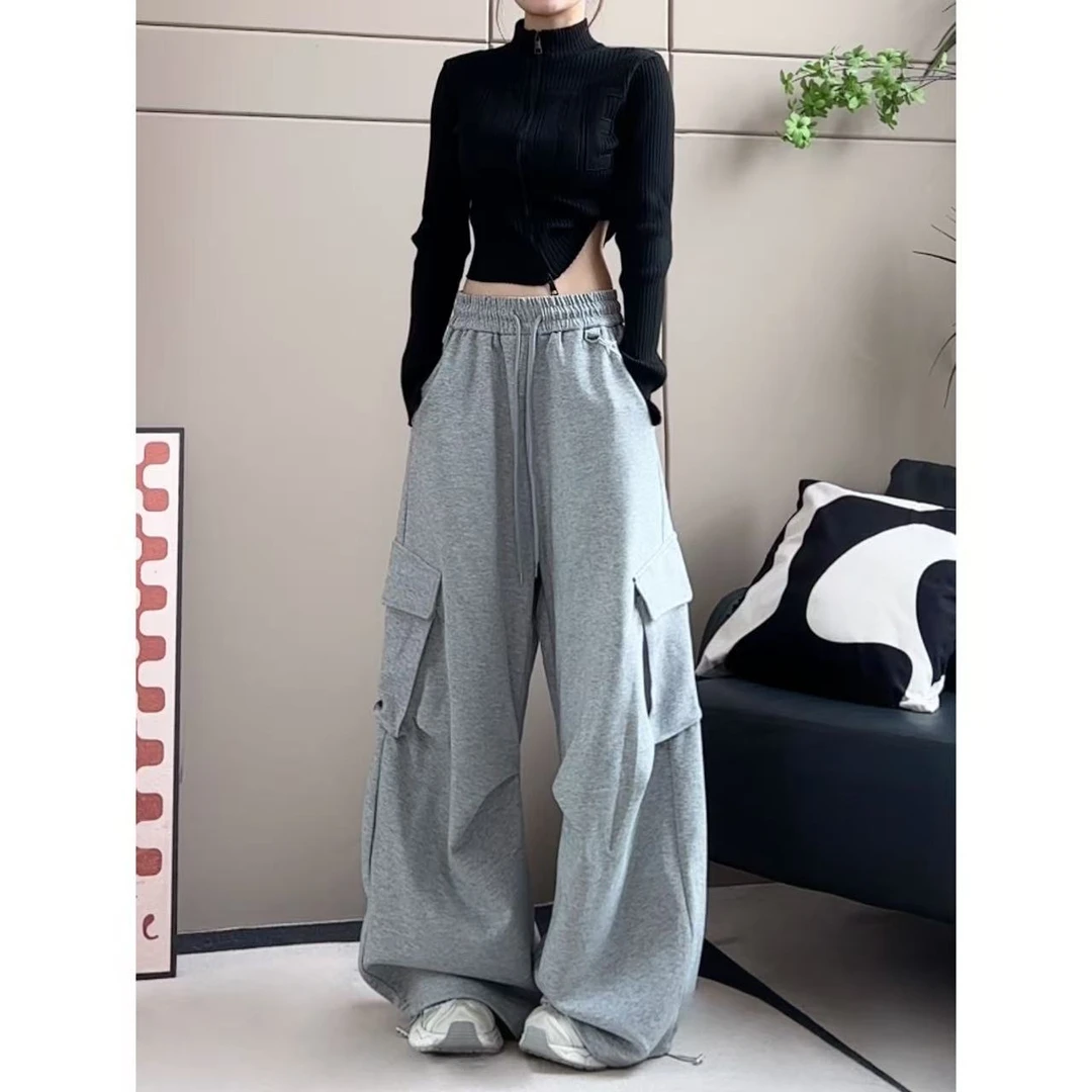 简约休闲口袋超宽松浅灰色阔型-K3945