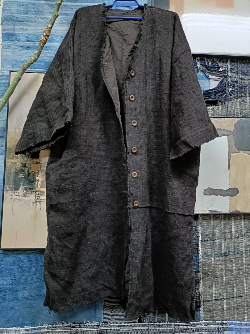 植物染色火草布开衫(衣长120厘米胸围150厘米)