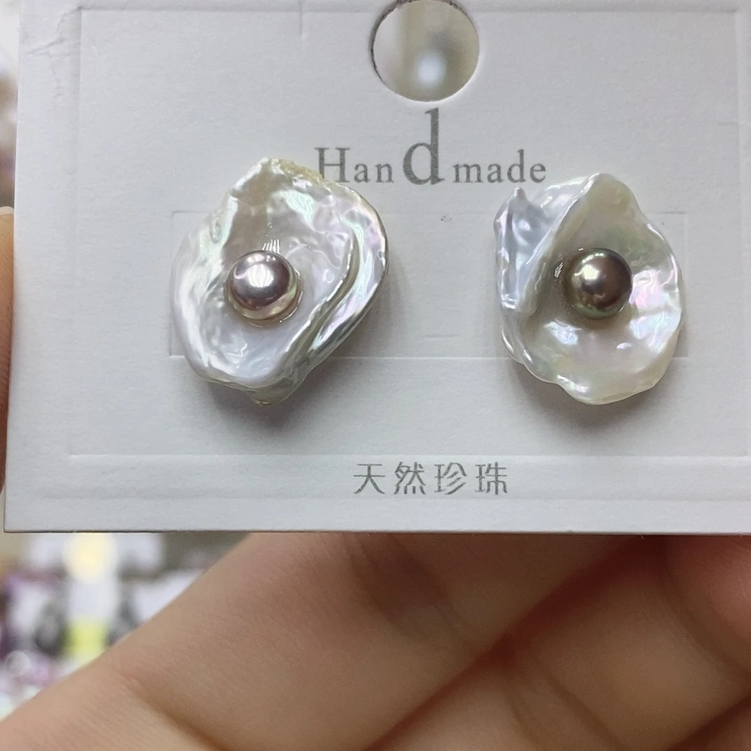 银S925镶嵌淡水珍珠耳饰