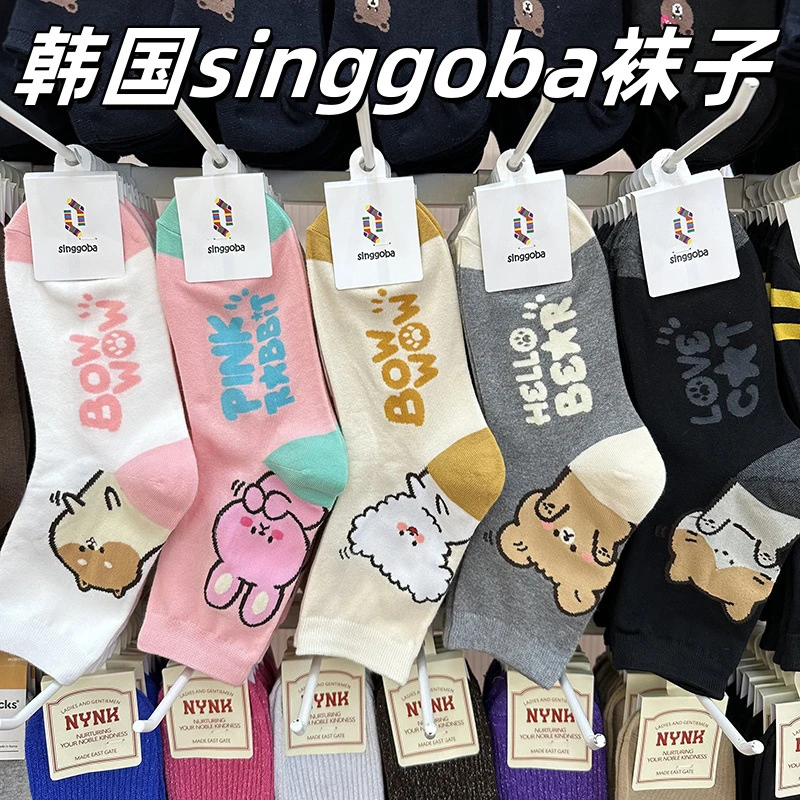 秋冬韩国爆款袜子东大门可爱大卡通中筒女袜棉袜百搭