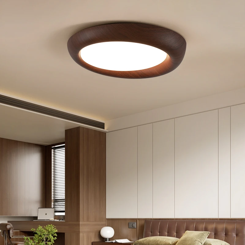 大观园卧室吸顶灯南洋中古风新款胡桃木简约书房主卧房间灯I357