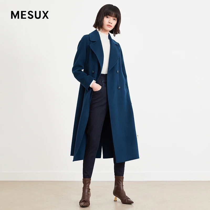 【许半夏推荐】MESUX米岫冬新款双排扣翻领大衣MJWPI311