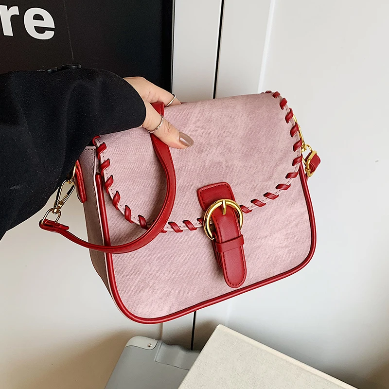 今年流行爆款小包包女2025新款时尚撞色百搭斜挎包超火单肩小方包