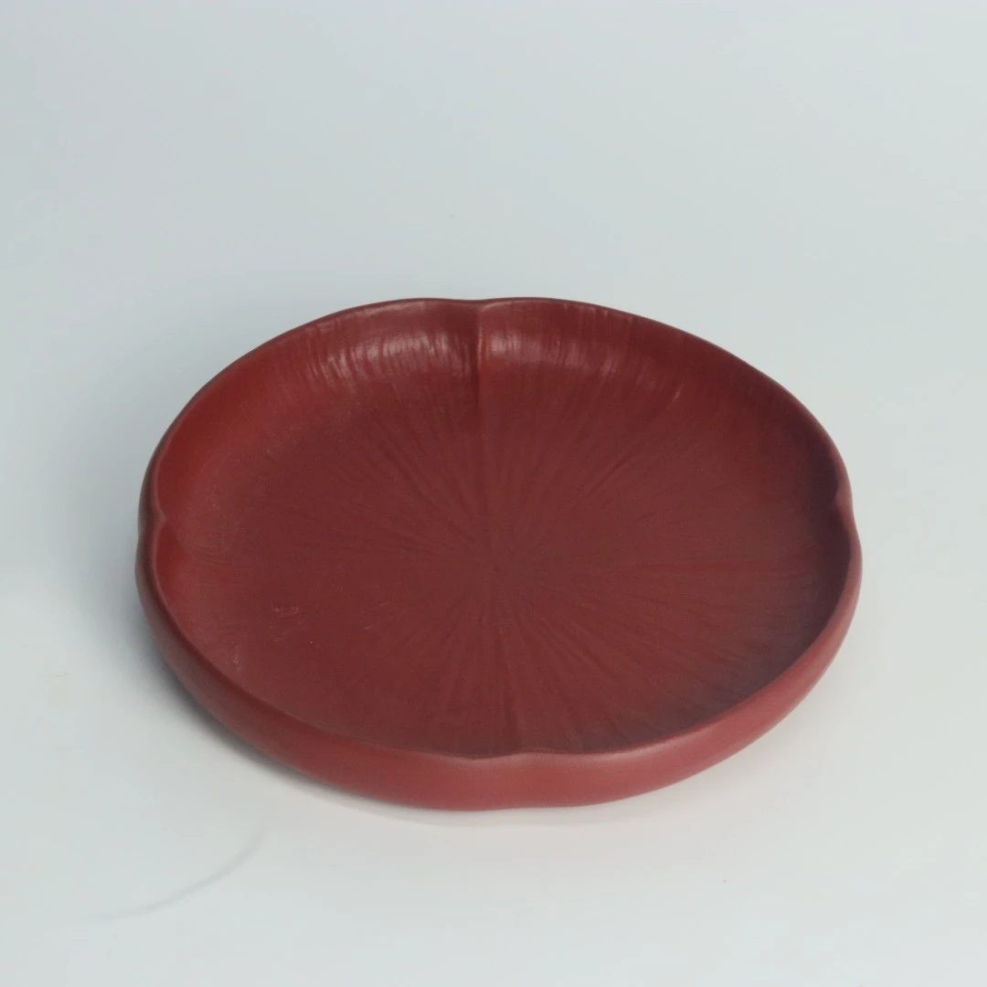 新10004X红釉柿柿如意壶承