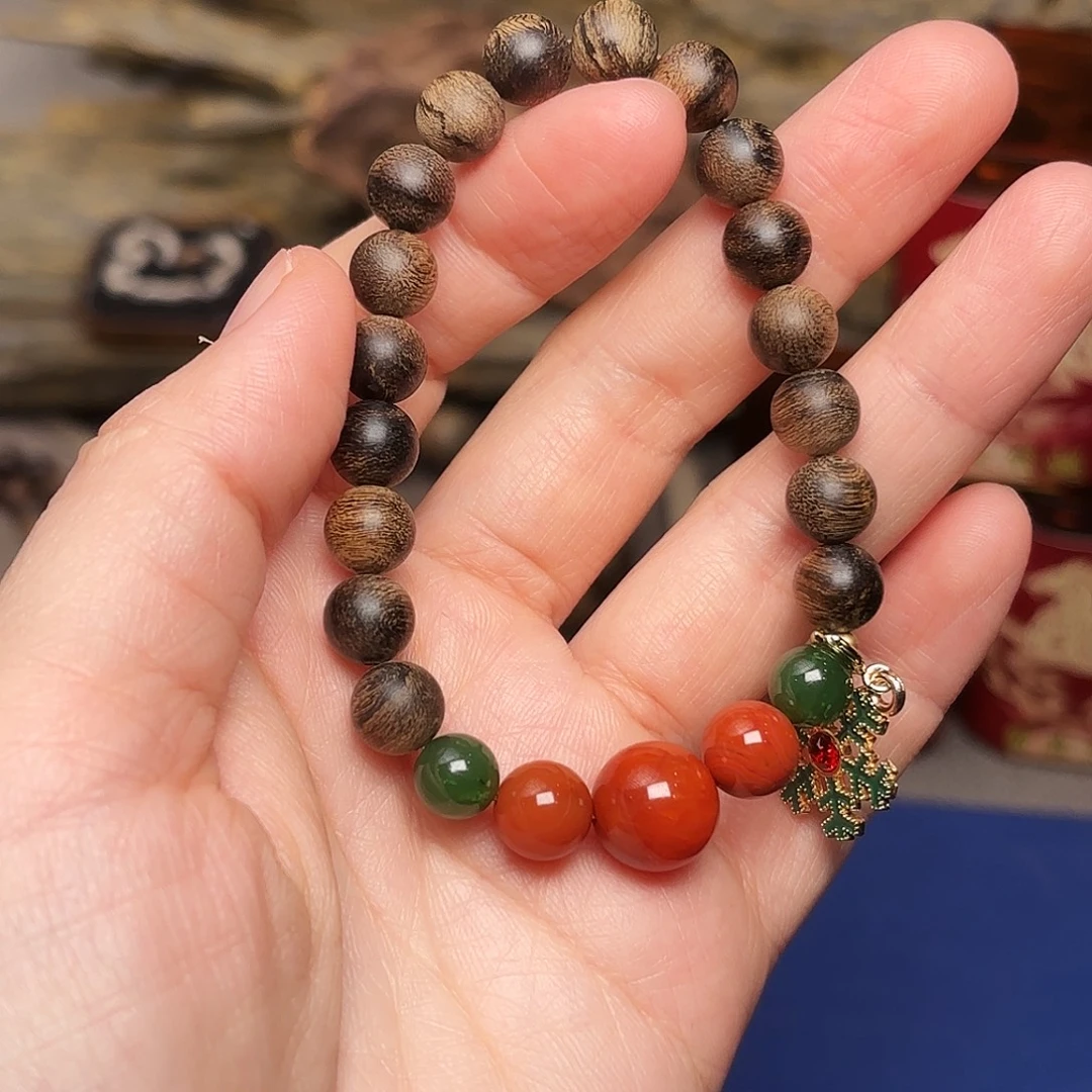 沉香手串越南芽庄黄棋楠瘤疤0.8设计
