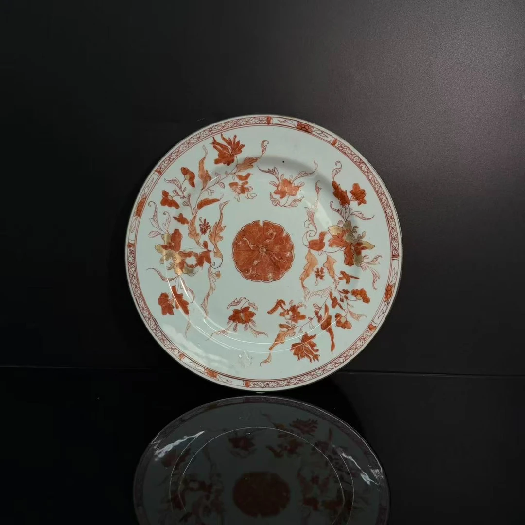 Lot62-矾红描金纹盘-清代年制款直径23cm-YC10290011001099