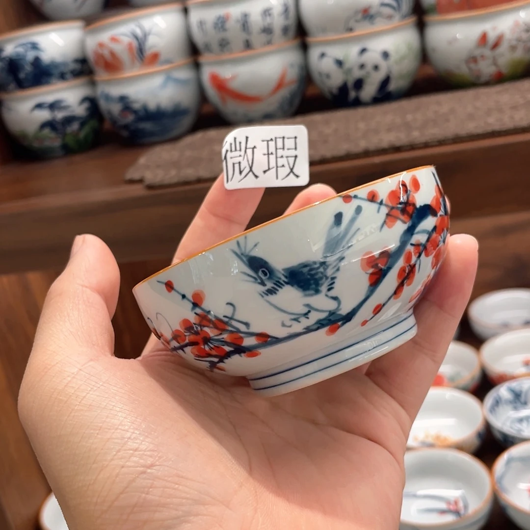 釉下手绘茶具微瑕