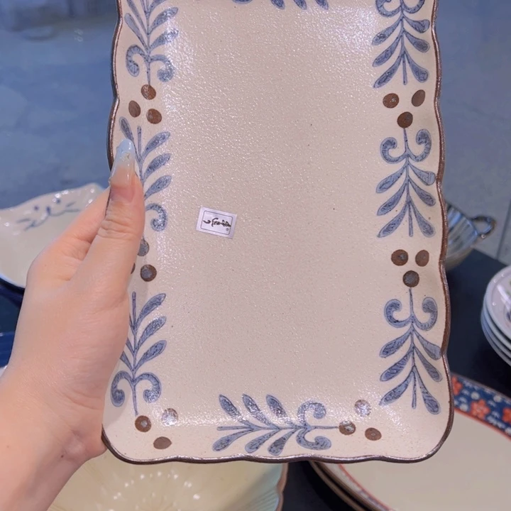 瓷繁花陶土10寸鱼盘