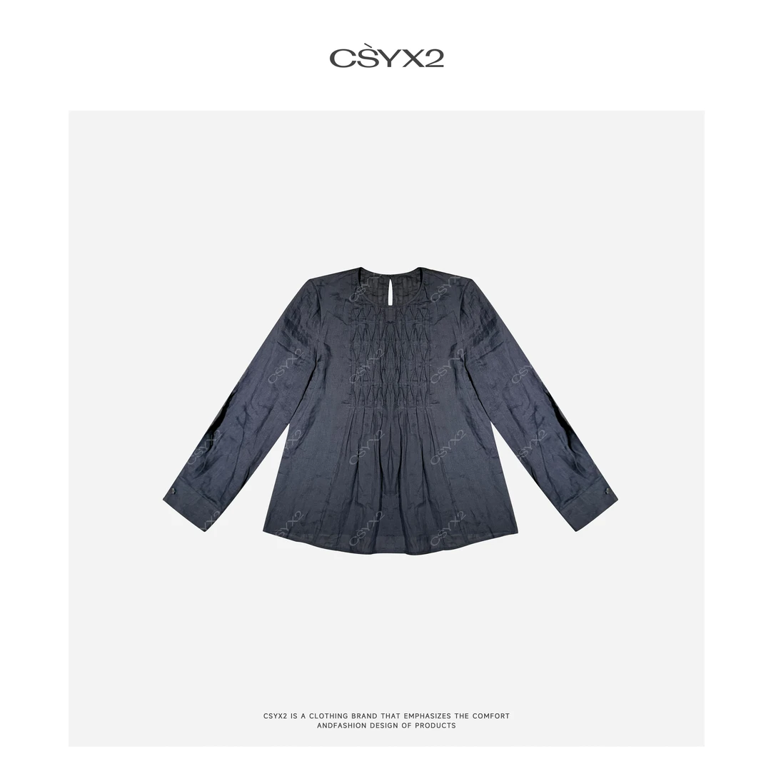 CsyX2-2025S/S早春新款"夜色兰亭"100苎麻百搭圆领衬衫CZ5XC007