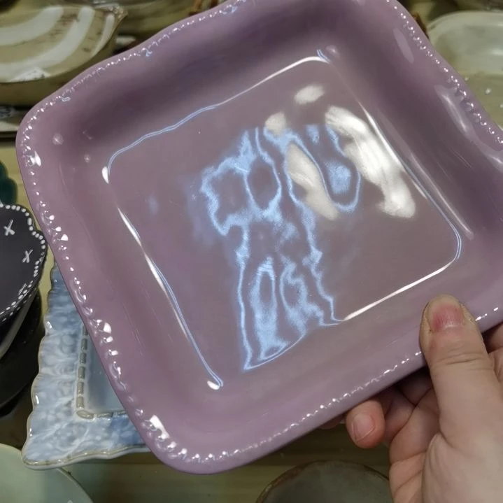 瓷片微瑕紫色方盘两个一组