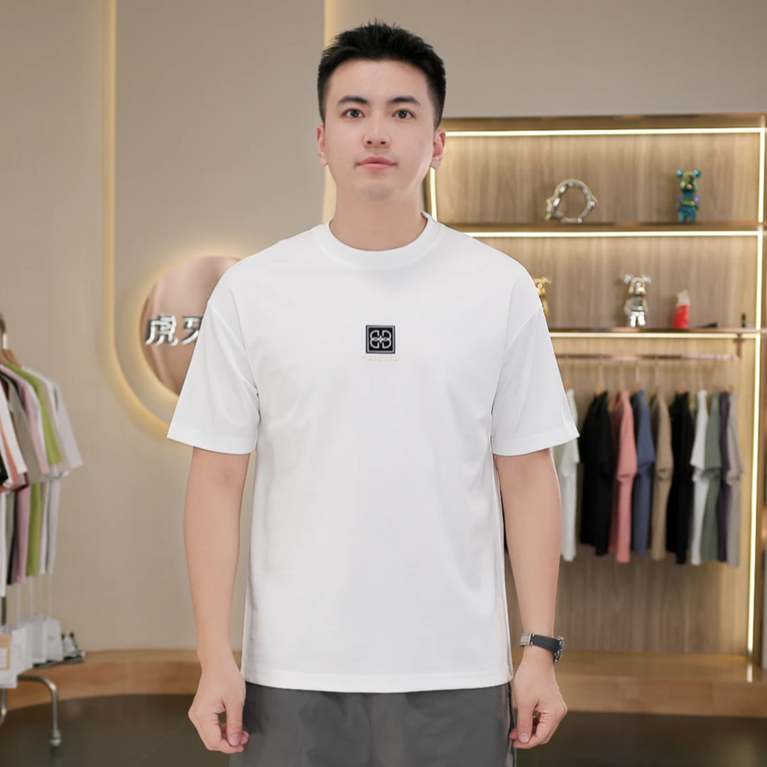 【虎牙兄弟】夏季新品圆领简约基础时尚字母印花舒适T恤衫男士K555