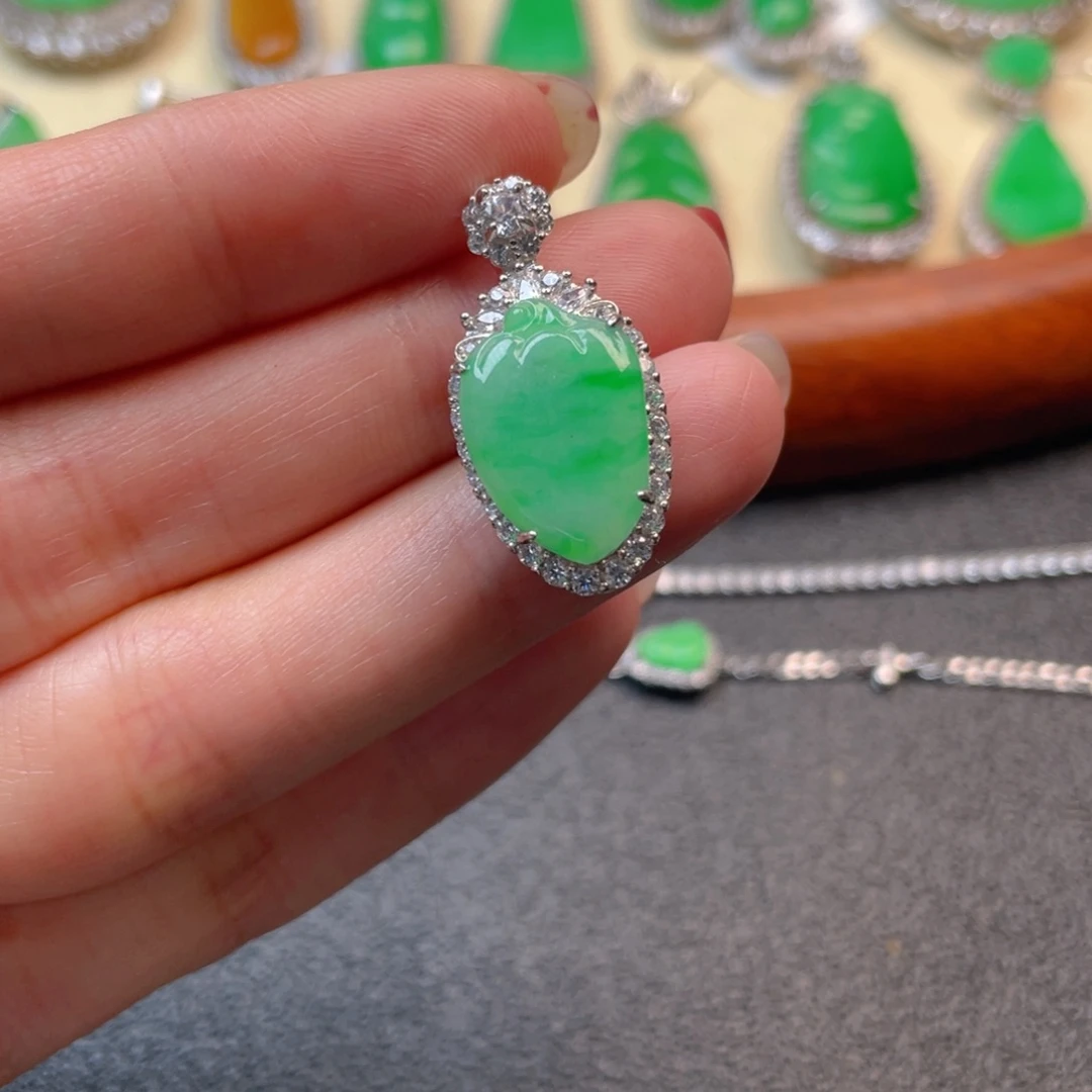 翡翠吊坠(不含链)银S925镶嵌