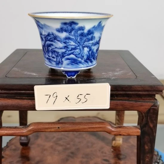 手工坯手绘青花釉下五彩