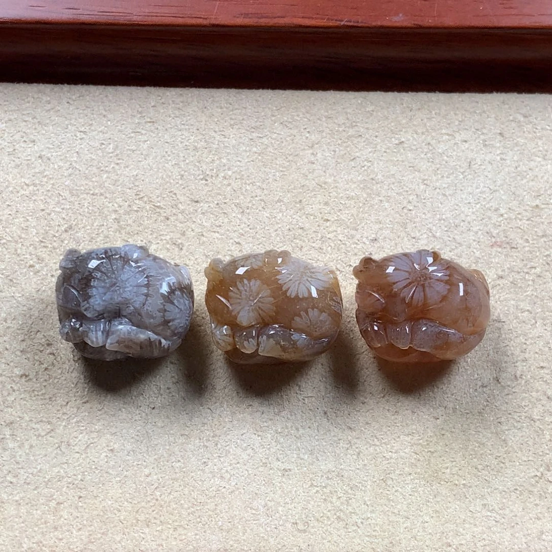 未镶嵌货头大花九尾小件150/个，可挑。31硅化珊瑚（珊瑚玉