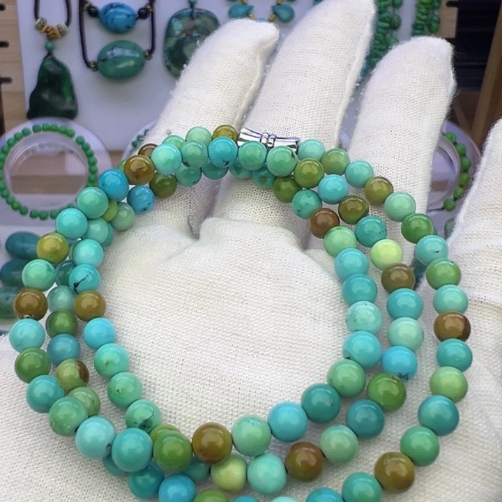 绿松石蓝料圆珠项链5.2mm兰