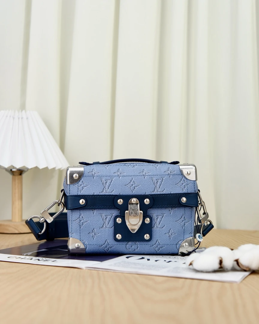 99新 LouisVuitton/路易威登 7872 LV 新款蓝色Soul Trunk盒子包