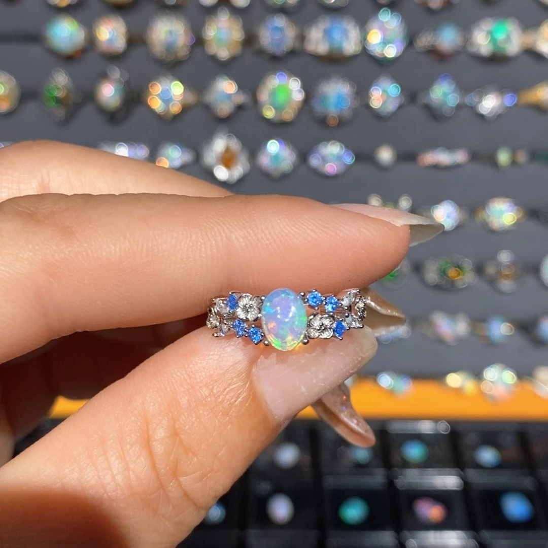 欧泊银S925镶嵌戒指欧泊自选