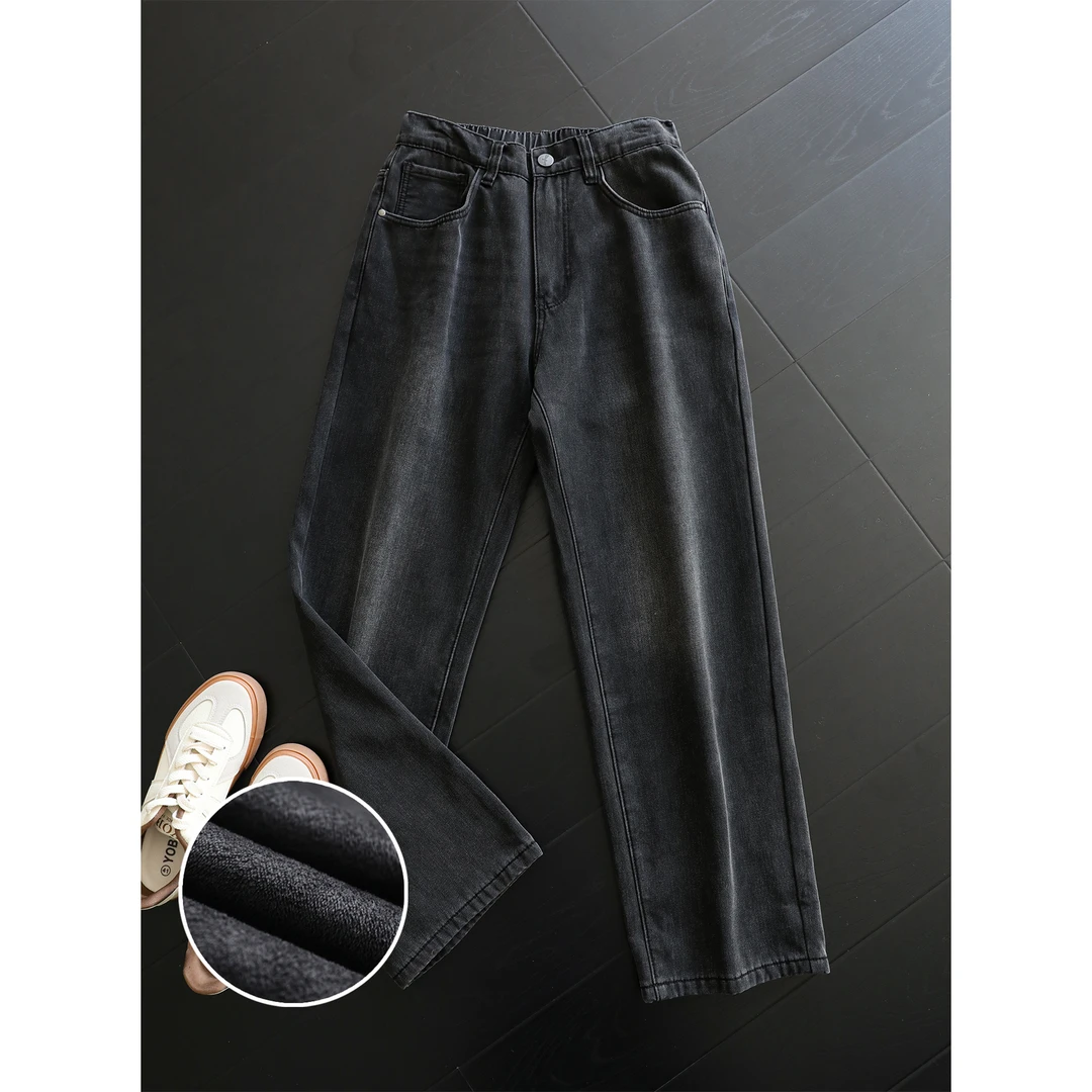 THON BERRY男士休闲百搭简约风加绒款牛仔裤舒适保暖长裤NB0070R