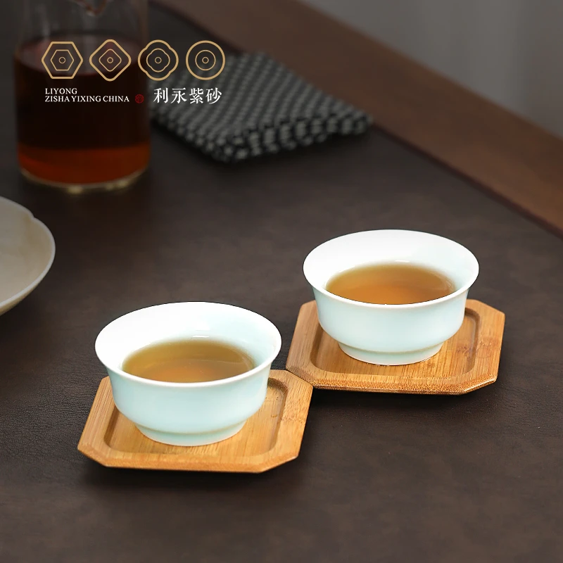 [百年利永]清泉小口杯2只装青瓷品茗杯高端茶器手工简约家用