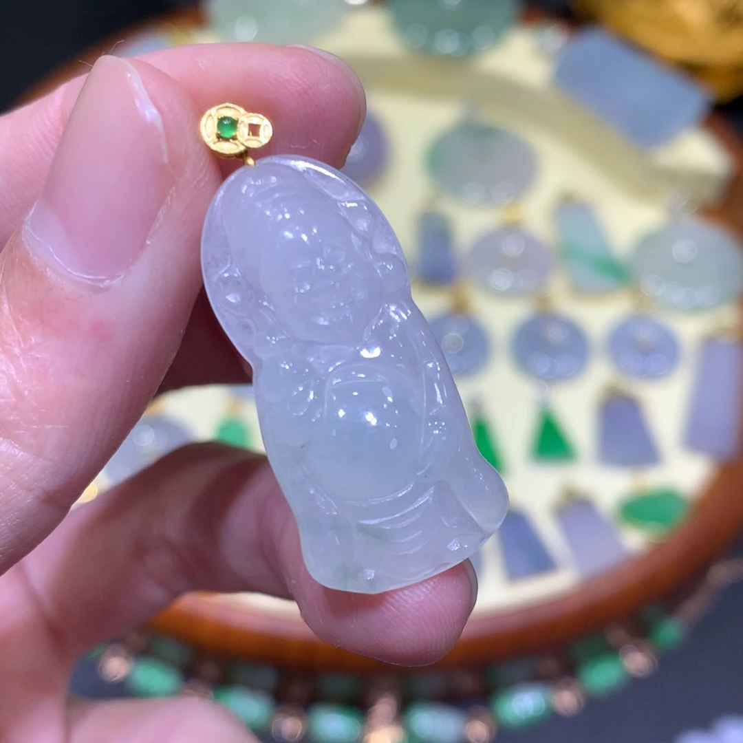 翡翠吊坠(不含链)18K金镶嵌