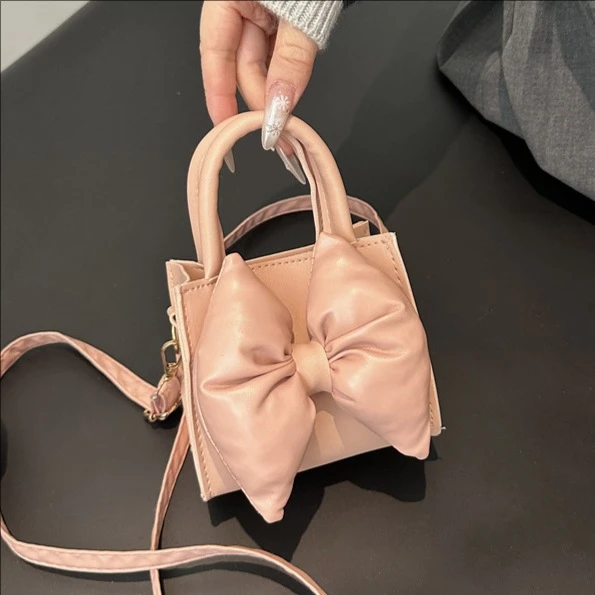 可爱蝴蝶结迷你2025新款春季休闲百搭单肩斜挎手提小方包