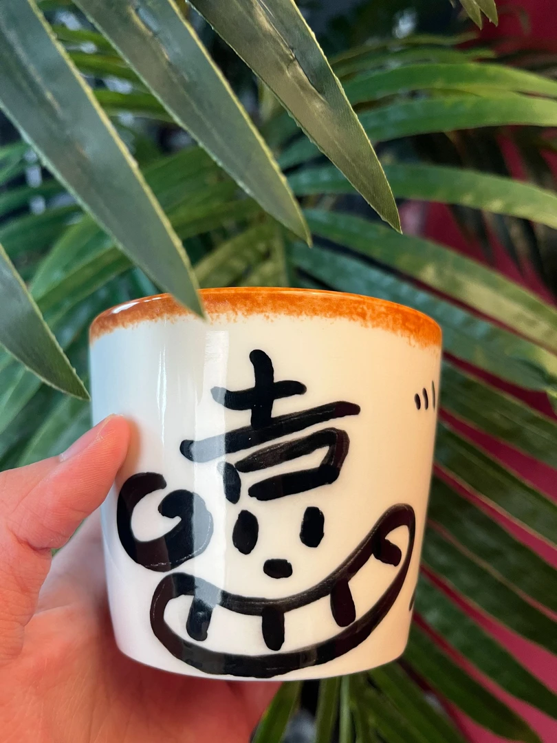 DIY景德镇创意手工陶瓷面包色嘻哈暖手杯手握杯