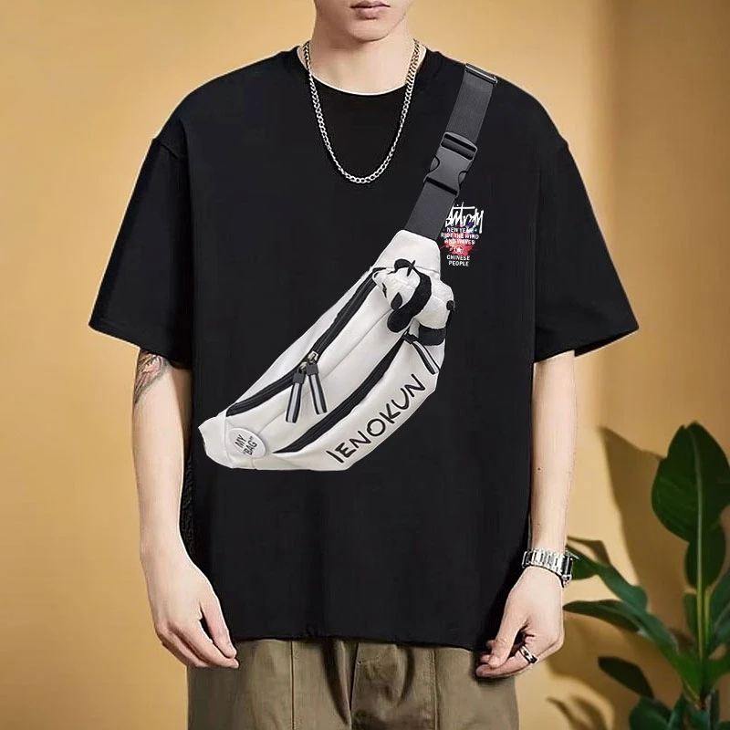 351 重磅纯棉短袖T恤男夏季新款大码宽松男生黑白色男士休闲半袖