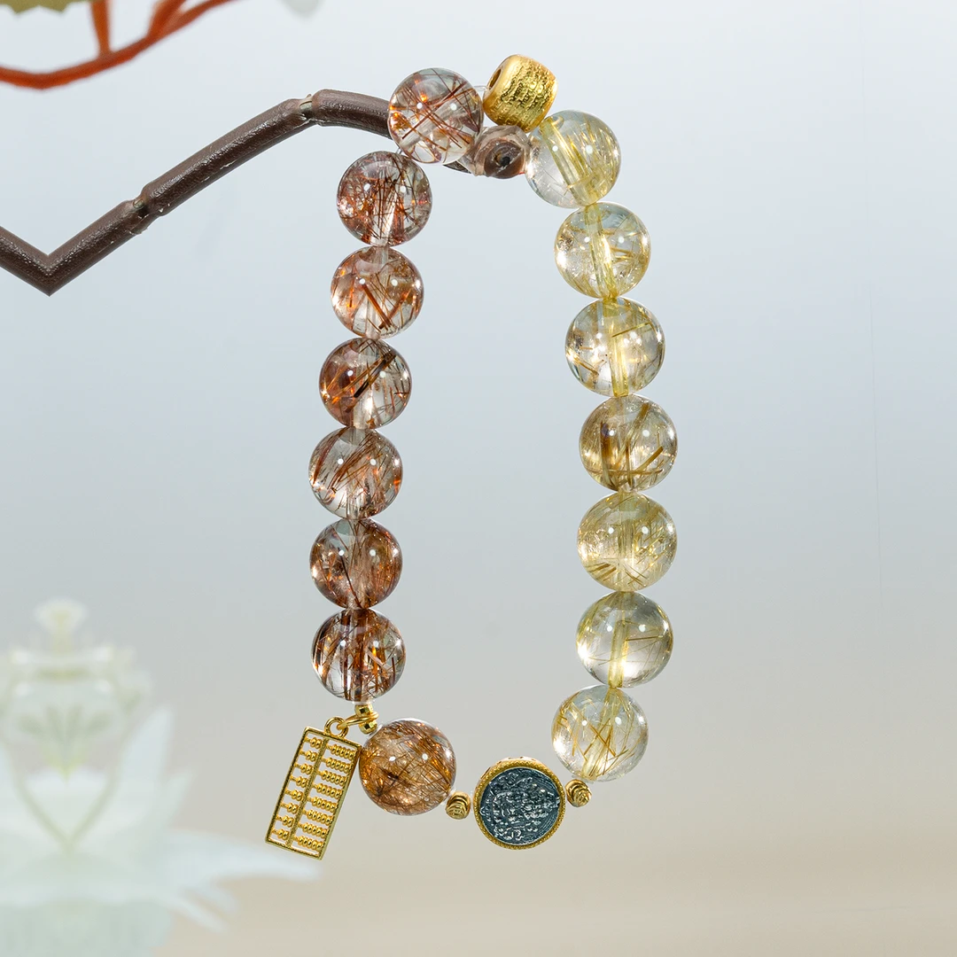 【吸金】天然金发晶多宝手串-2500217-（天然珠宝多样性发其一）