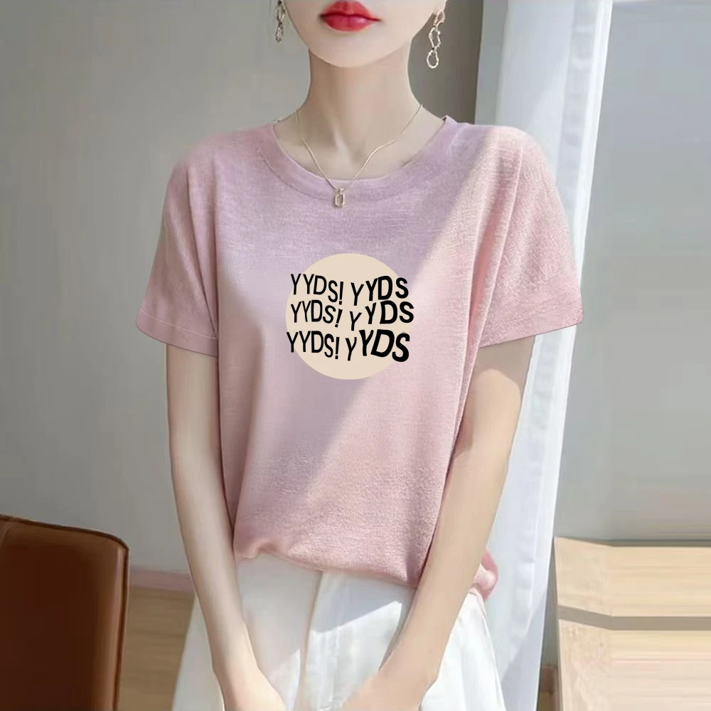 雪花棉短袖t恤女宽松显瘦2025夏季新款洋气减龄休闲大码圆领上衣