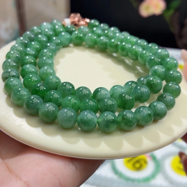 翡翠未镶嵌手链冰胶绿飘卡8.2