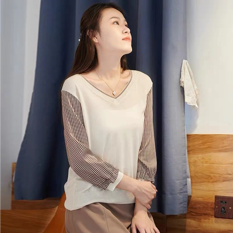 【浅家专柜正品女装】 针梭拼上衣 7A20508