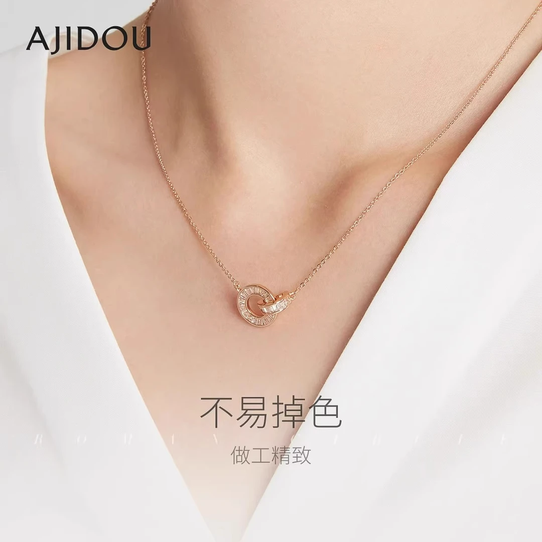 合金项链 阿吉豆罗马圆环项链复古个性项链女环环相扣百搭项链