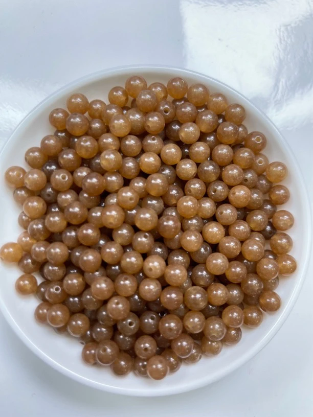 天然珠宝玉石 和田玉糖料且末糖Y1768  4mm 108颗 （赠弹力线）
