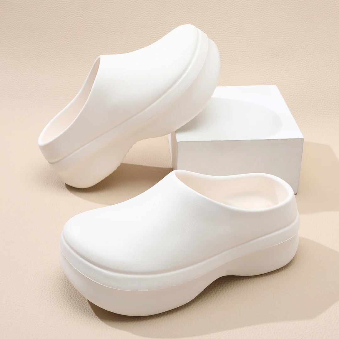 厨师鞋女夏季外穿厚底防滑包头懒人一脚蹬网红超火时尚情侣勃肯鞋