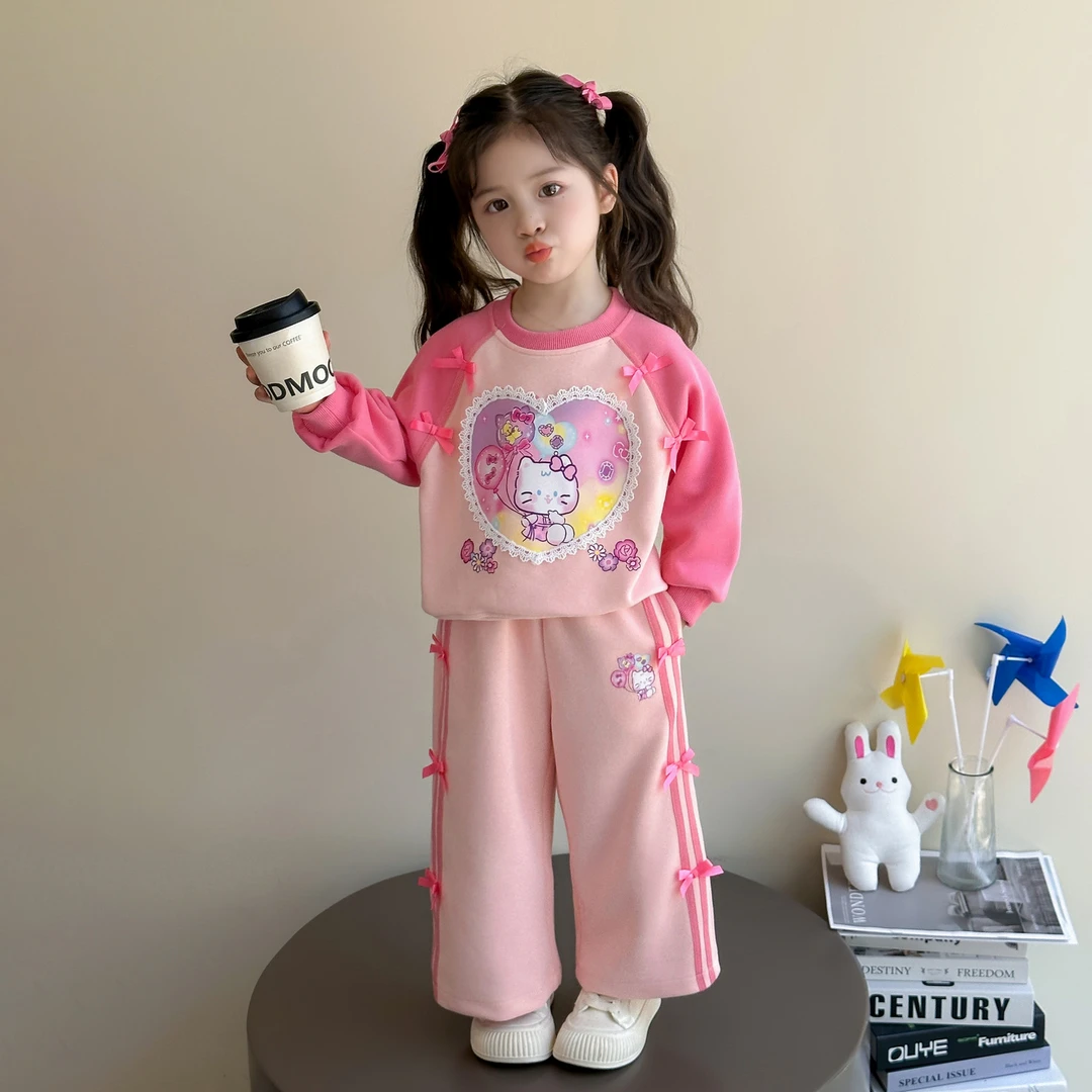 女童卡通卫衣套装洋气儿童春秋季新款女宝宝休闲两件套小女孩时髦