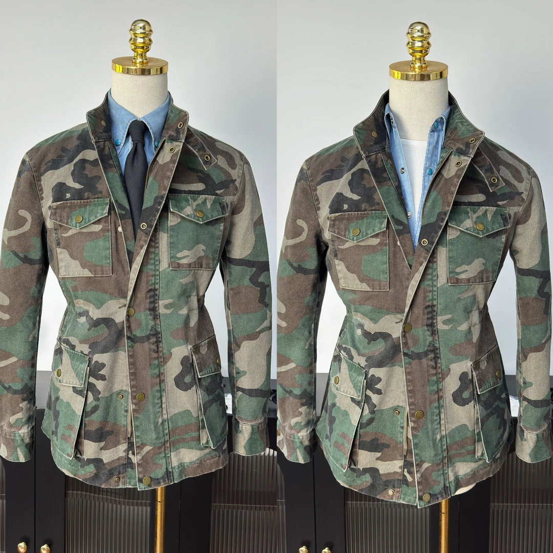 【西蒙曹】男士气质时尚休闲美式M65轻奢痞帅修身迷彩猎装